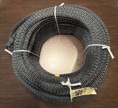 3/8'' x 100' Black Polyester / Dacron Cord Low Stretch & UV Resistant Made USA
