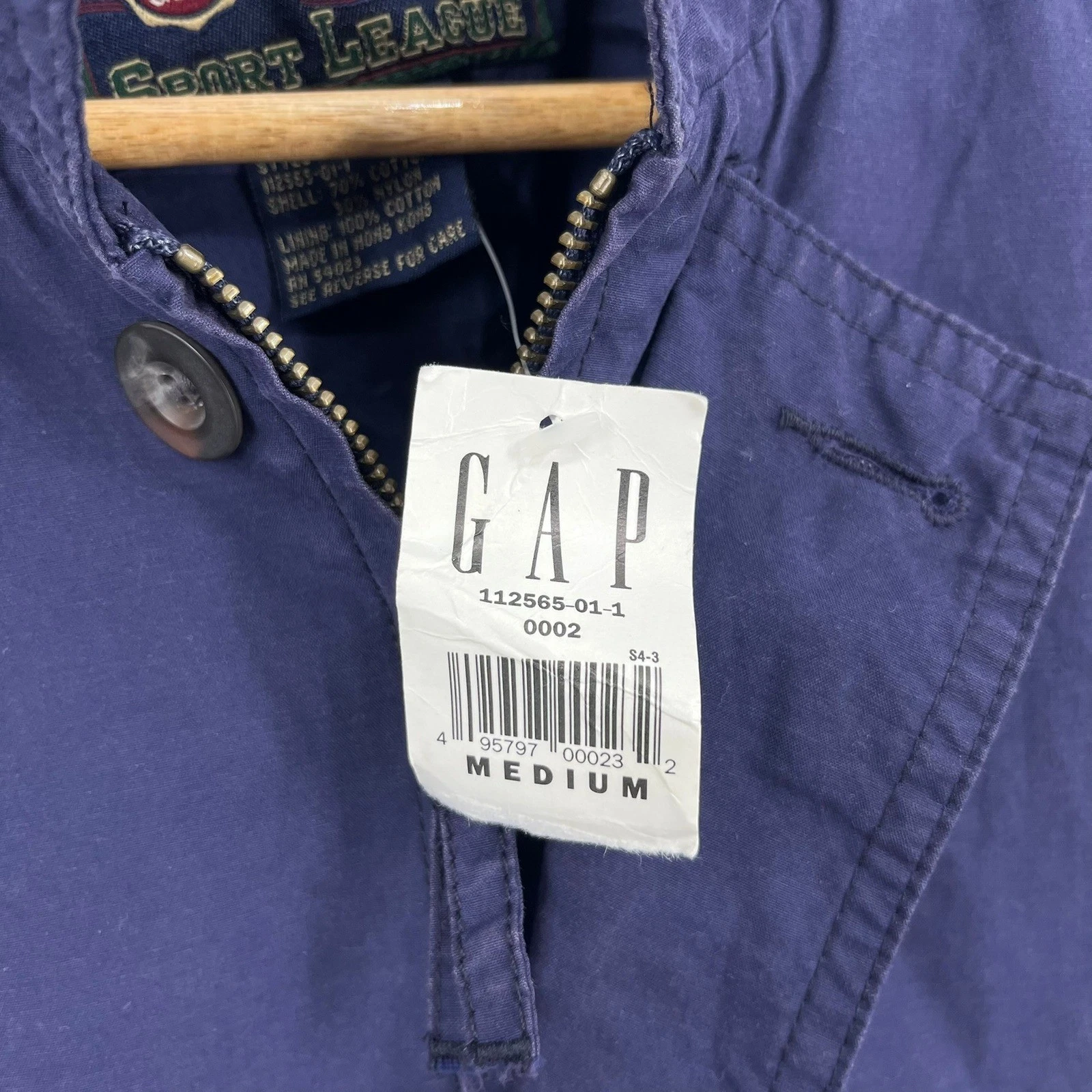 Gap World Classic Sport League Mens Navy Blue Field Jacket Medium 90s New NOS - product detail image 4