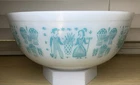 Vintage Pyrex #404  4 Quart Mixing Bowl Turquoise Blue Amish Butterprint Pattern