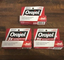 Orajel 3X, Extra Strength Toothache & Gum Pain Relief  0.42oz -Ex 03/27 -3Packs