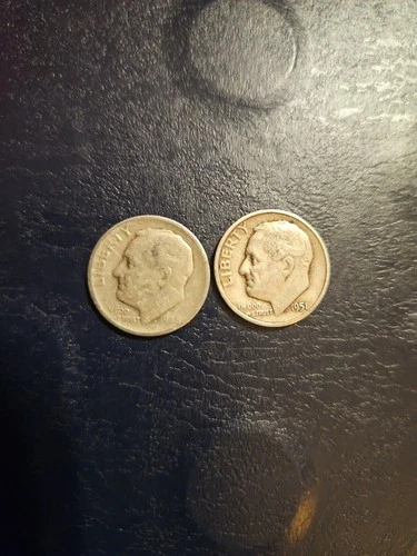 1948 S & 1951 ROOSEVELT SILVER DIMES - MIXED CONDITION 2R