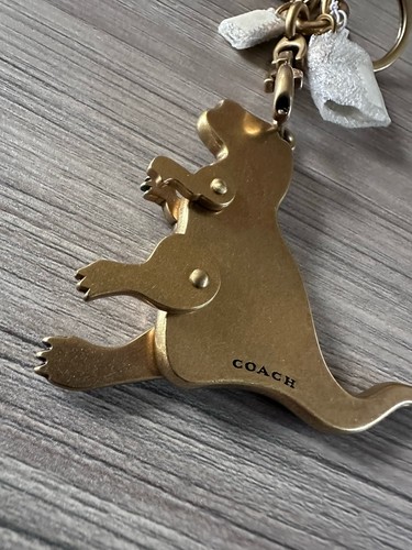NWT Coach Rexy T-Rex Bag Charm Keychain Key Fob In Signature Canvas Brass 73411 - Picture 7 of 8