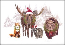 Christmas Greeting Card - Martha Collins - Bear Fox Moose Raccoon - CR0056