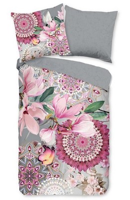 100% Baumwolle Biber Bettwäsche INAYA | Magnolie Mandala Design, Reißverschluss