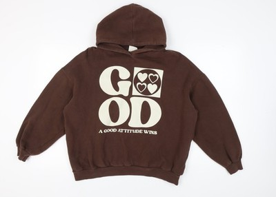 Pull&Bear Hoodie Unisex braun Grafik M, Casual Style