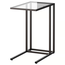 IKEA VITTSJO Laptop Stand Black Brown Glass Side Table Compact Laptop Desk NEW