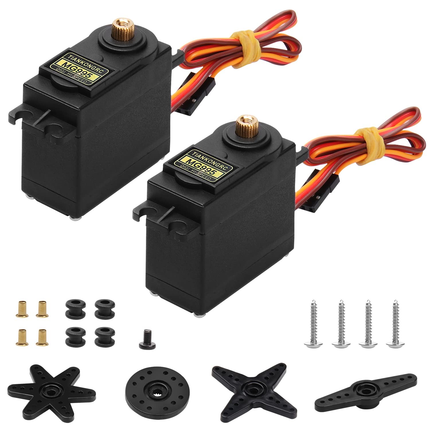 yusvwkj 2 PCS MG995 Servo Motor Control Angle 180°Metal Gear Medium, Black