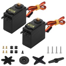yusvwkj 2 PCS MG995 Servo Motor Control Angle 180�Metal Gear Medium, Black 