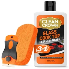 CleanCrown Cooktop Cleaner Kit, 8.8 Oz - Glass  Ceramic Stovetop Cleaner