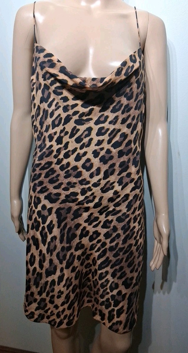 Alice Olivia Harmony Spotted Leopard Print Mini Slip Cupro Dress