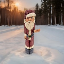 Vintage Hand Carved Santa Artisan Folk Art Primitive Christmas Decor 10"H