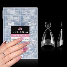 UNA GELLA Almond Fake Nails, 504Pcs Medium Almond False Nails Half Cover Soft