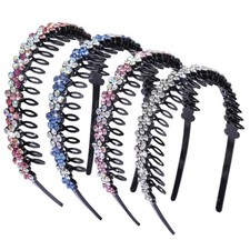 Cutewing Rhinestone Headband with Teeth Comb Flower Glitter Headband for Wome...