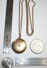 VICTORIAN 1/4 GOLD SHELL GOLD FILLED ROUND 1IN LOCKET DIAMOND STARBURST W&H CO