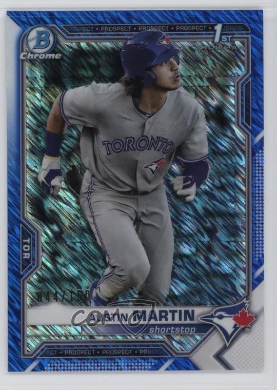 2021 Bowman Chrome Prospects Blue Shimmer Refractor /150 Austin Martin #BCP-87