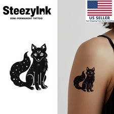 SteezyInk temporary tattoo Starry Fox last upto 2 weeks 3 x 3 inch