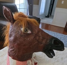 Horse Head Latex Costume Cosplay Mask Brown