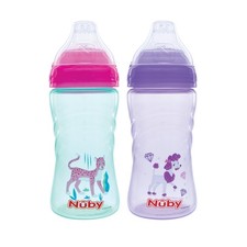 Nuby 2 Pack No Spill Printed Thirsty Kids No-Spill Sip-it Sport Cup with Soft Sp
