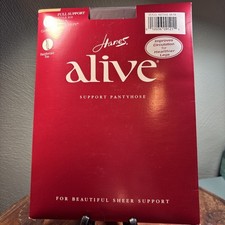 Hanes Alive Pantyhose Full Support Town Taupe Reinforced Toe Control Top