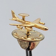 Vintage Boeing E-3 Sentry AWACS Aircraft Gold Tone Lapel Pin Military Aviation