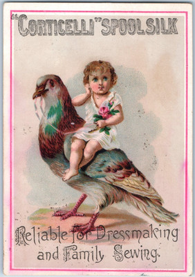 1870s-80s Corticelli Spool Silk How to Measure Thread Back Victorian Card P142
