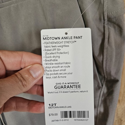 Athleta grau Midtown Ankle Hose Kordelzug Freizeit Komfort Damengröße 12T neu mit Etikett - Bild 5 von 17