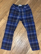 Mini Boden Plaid Pants Boys size 5y / 110 Elastic Waist 100 Cotton Flannel Blue
