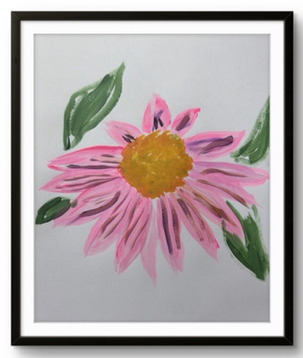 Original Hand Painted 11x14 pink Flower Still Life Acrylic Paper Signed Art
