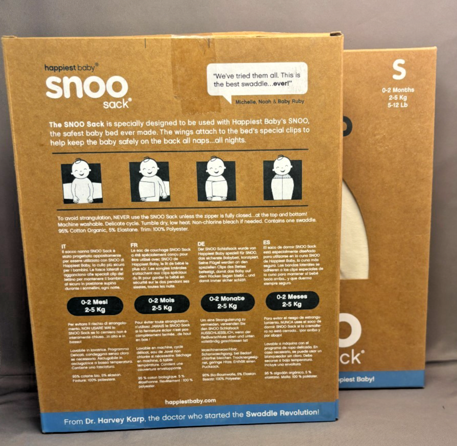 Set of Happiest Baby SNOO Sleep Sack Organic Cotton Swaddle