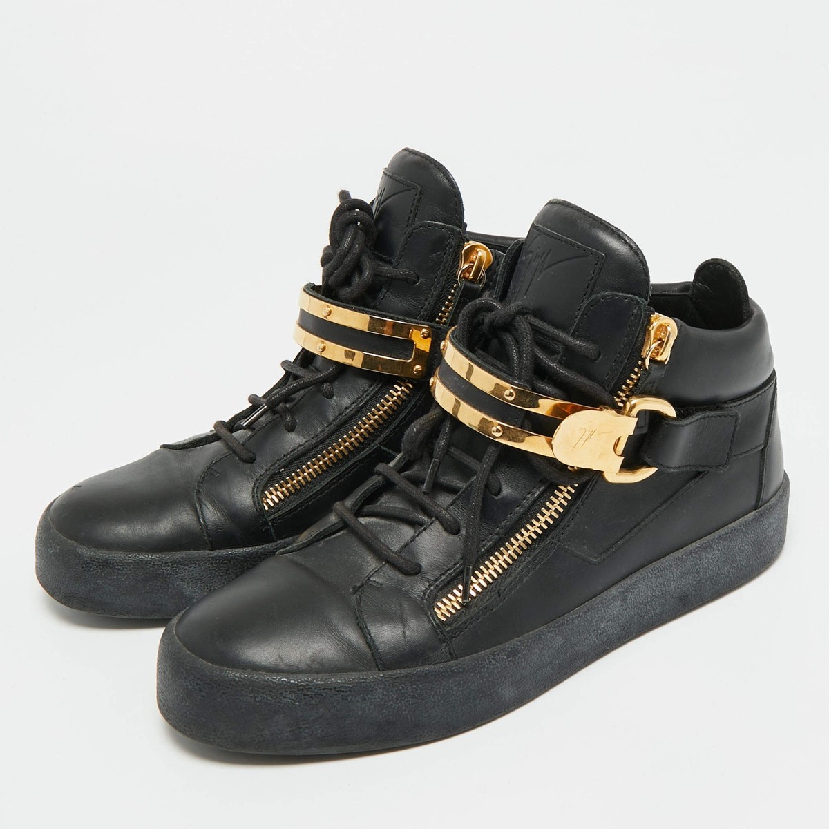 Giuseppe Zanotti Coby Size 42 Black Leather High Top Sneakers | eBay