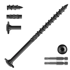 #14 x 4 Inch Lag Screws (140Pcs) 4lb. Structural Wood Screw Black Carbon Stee