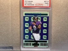 2022 Panini Contenders - Winning Ticket Lamar Jackson #WT-LJA Emerald