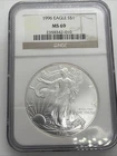 1996 American Silver Eagle $1 NGC MS69 KEY DATE Low Mintage ASE .999 Brown Label