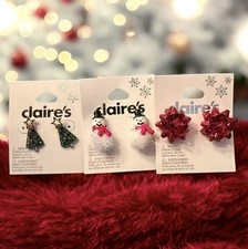 NWT Lot Of 3 Claire s Holiday/Christmas Earrings