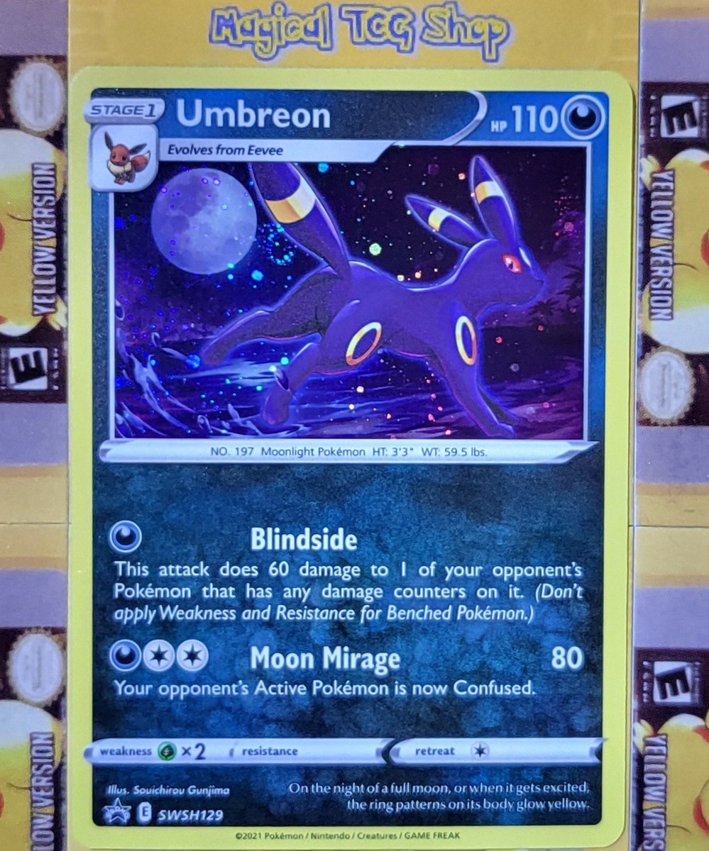 Pokemon Umbreon Black Star Promo SWSH129 Cosmos Holo Double Swirl