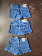 VINTAGE MADE IN USA LEVIS DENIM SHORTS GIRLS SIZE 7 JR. BLUE DARK WASH Lot Of 3