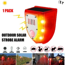 1-2Pack Solar Alarm Strobe Light Lamp Motion Sensor Waterproof Sound Security