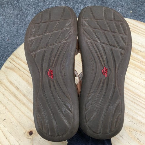 Abeo Sandals Womens 7.5 Narrow Bea Braided T-Strap Brown Leather Comfort Flats - Picture 10 of 16