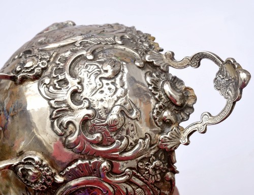 1900's Continental Argent Massif Repousse Sucre Bol Ange Angelot Marquée - Photo 4 sur 9