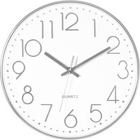 Wanduhr Lautlos 30Cm Modern Quarzwerk Silber GroßE Zahlen KüChe Wohnzimmer