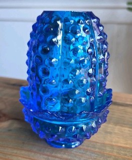 Fenton Fairy Lamp Candle Holder Hobnail Colonial Blue