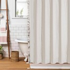 Farmhouse fabric shower curtain –heavy textured blend linen fabric wit