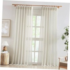 Linen Sheer Curtains for Living Pinch Pleated 52"W x 96"L Pack of 2 Natural
