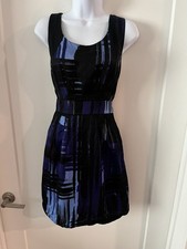 Banana Republic Dress Abstract Color Block  Sleeveless Pockets Fit Flare Size 4