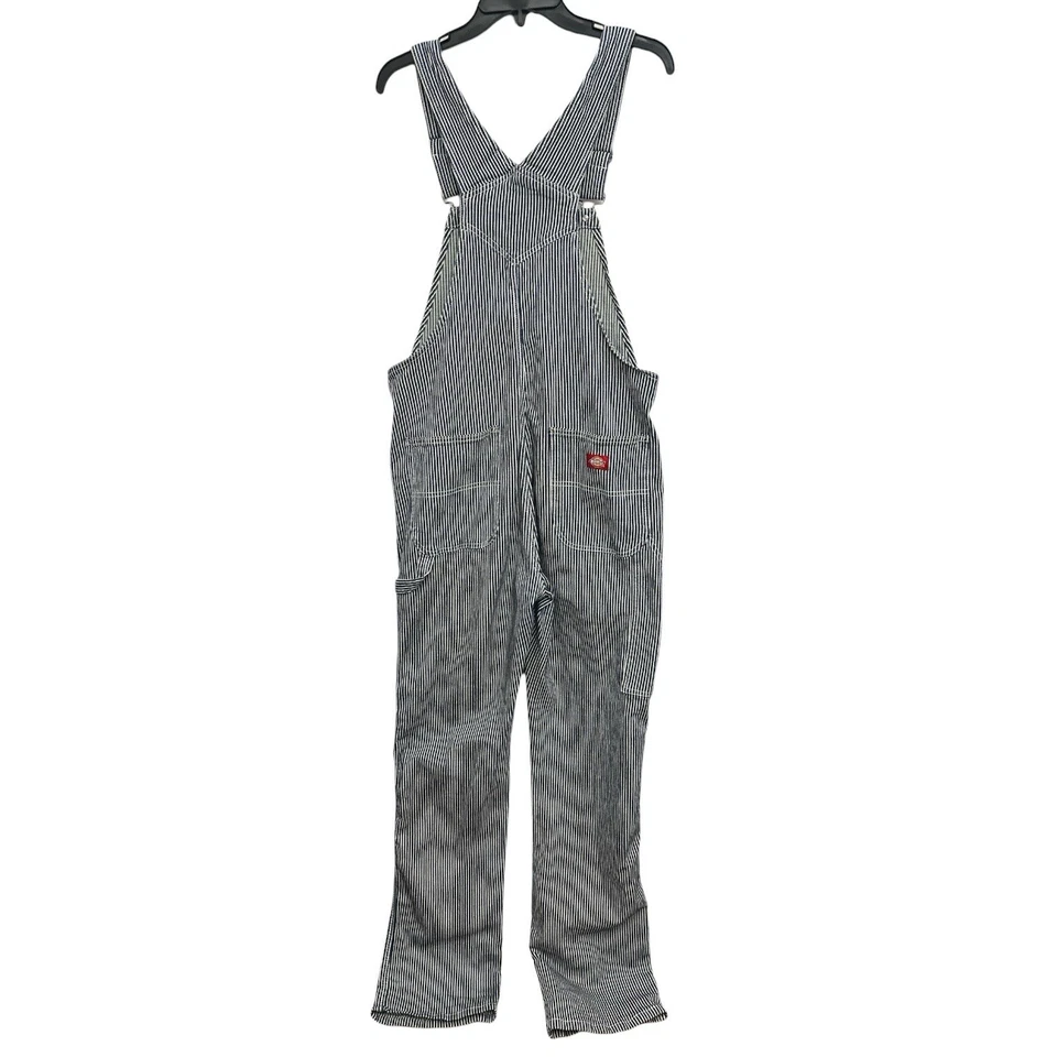 Dickies Women’s Relaxed Fit Bib Overalls In Hickory Stripe Size Medium Conductor - Image 2 of 4