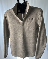 Under Armour UA Specialist Henley Pullover Mens Small Beige Long Sleeve Knit