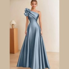 One Shoulder Ruffles Satin Mother of The Bride Dresses for Women Wedding Guest