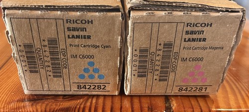 New Genuine Ricoh IM C6000 Cyan 842282 & Magenta 842281 Sealed Toner Cartridges - Afbeelding 9 van 9