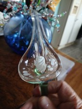 Murano Style Long Stem Hand Blown White Calla Lily Art Glass Flower 12