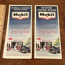 Two United States Maps Mobil Gas 1963